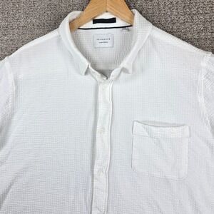 7 Diamonds 4-Way Stretch XXL White Textured Short‎ Sleeve Button Down Shirt